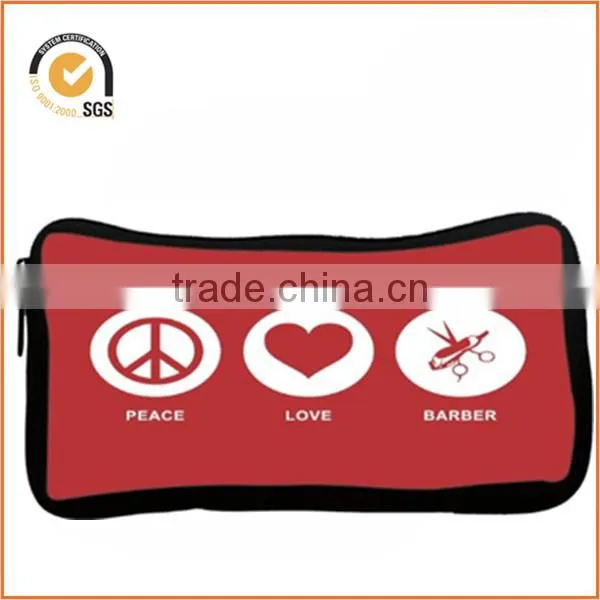 Peace Love Barber Red Color Messenger Bag - Shoulder Bag - School Bag for School or Work With Matching Neoprene Pencil Case