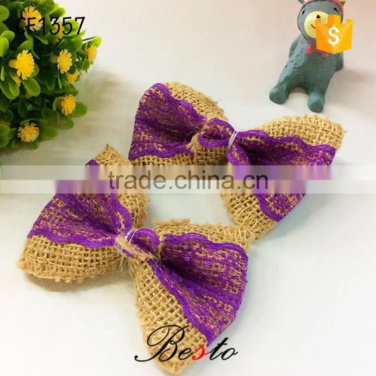 New popular wholesale baby girl bow lace burlap flower for hair