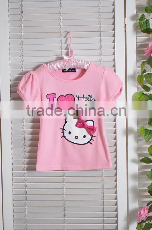 baby girls summer short sleeve 100% cotton t shirts kids girl t shirts design I love Kitty t shirts
