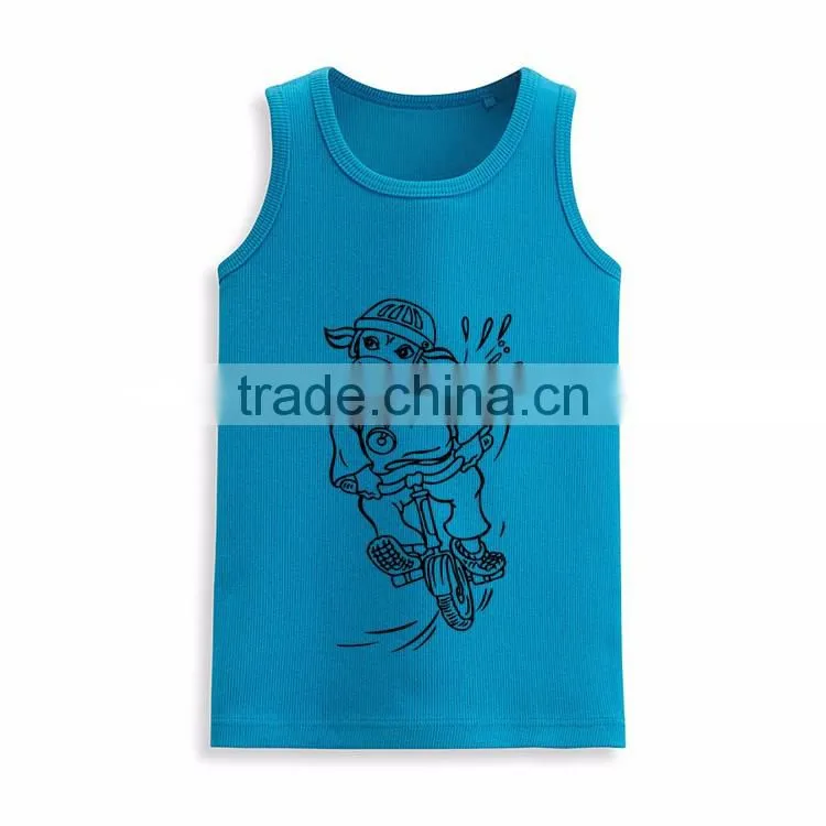 Wholesale sleeveless t shirt fashion kids custom print tank top manufacturer