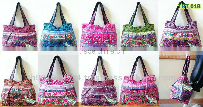Thai Embroidered HMONG Hill Tribe Tote Hand Bag