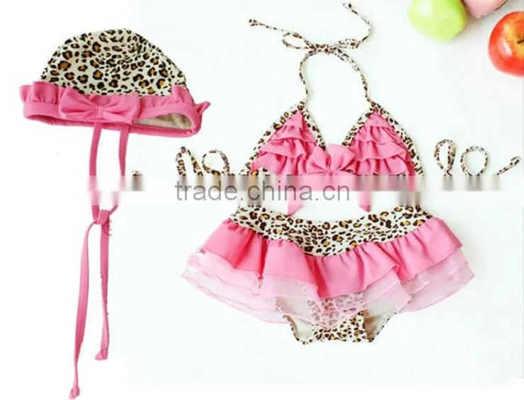 Vest style Leopard split swimsuit Children's Swimwear