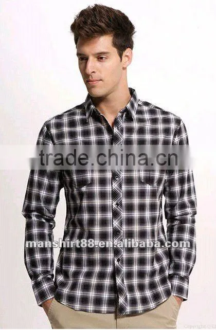 Excellent new style Grey Plaids Slim fit Shirt for men S,M,L,XL,XXL