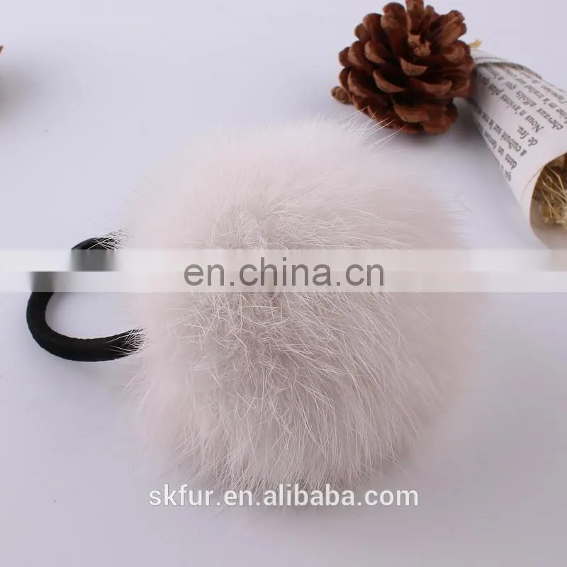 Factory wholesale baby elastic hair rubber bands with fur ball for girls and women
