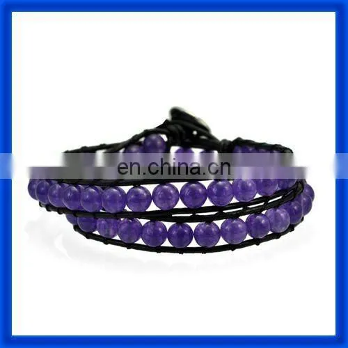 new 2014 Heliotrope Round Beaded Bracelets Jewelry Wire Wrap TPCL162#