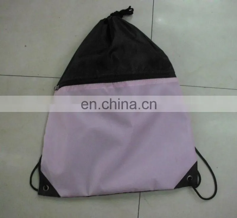 promotional drawstring bag with pockets zipper bag custom drawstring backpack 34*43cm