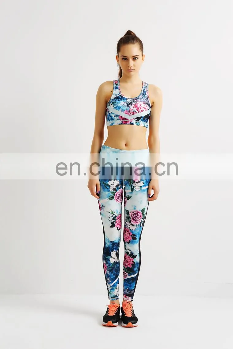 Wholesale New Style Custom Printing Sublimation 4 Needles 6 Thread Women Yoga Set