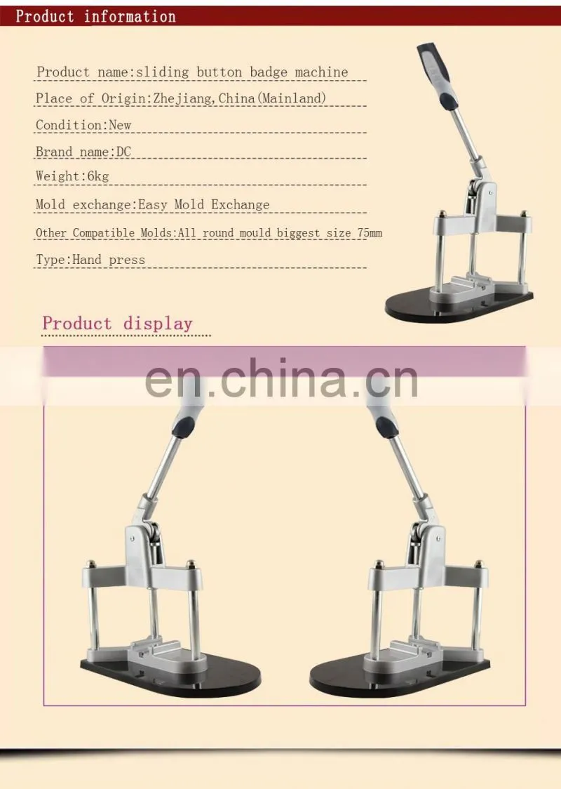 The new triangle button machine aluminum panel makers, DIY badge machine body without the mold Factory direct sale