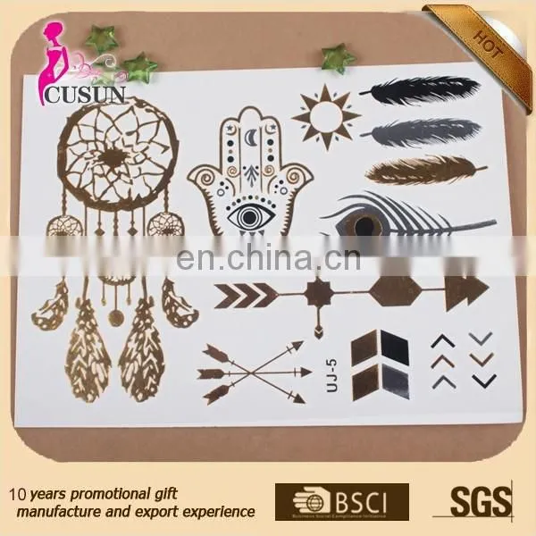 Wholesale eco-friendly tattoo flash Women sexy gold foil flash tattoo