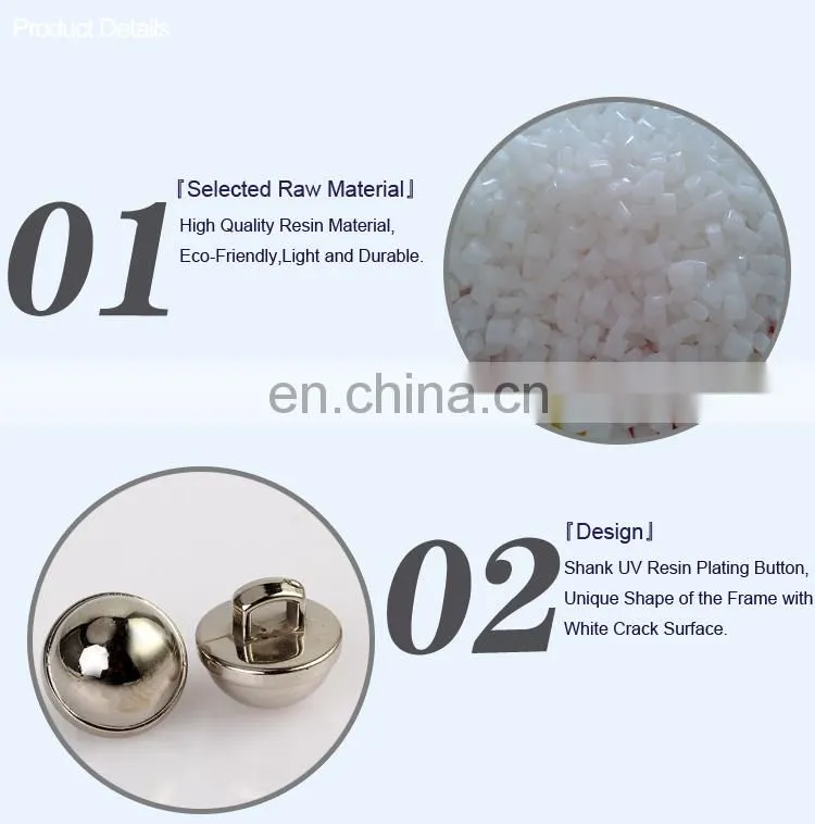 UV Plating Shinny Silver Button ABS Button BA60405