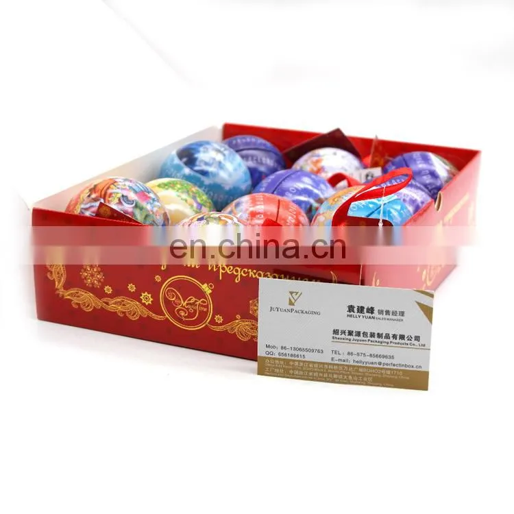 Decorative christmas metal tin ball containers wholesale