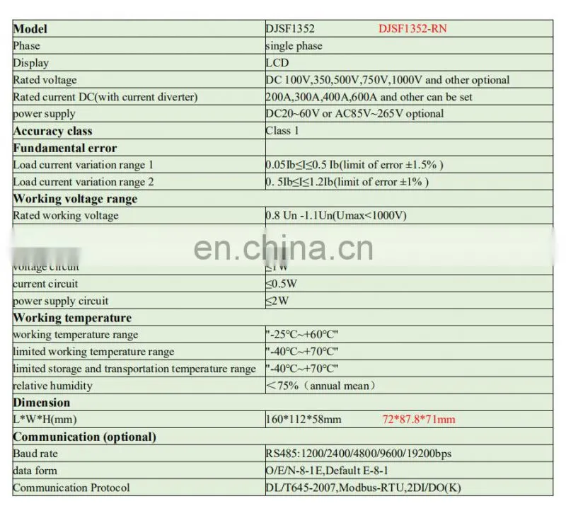 wall mounted multi-rate tariff energy meter with rs485 for industrial and mining enterprise DC system