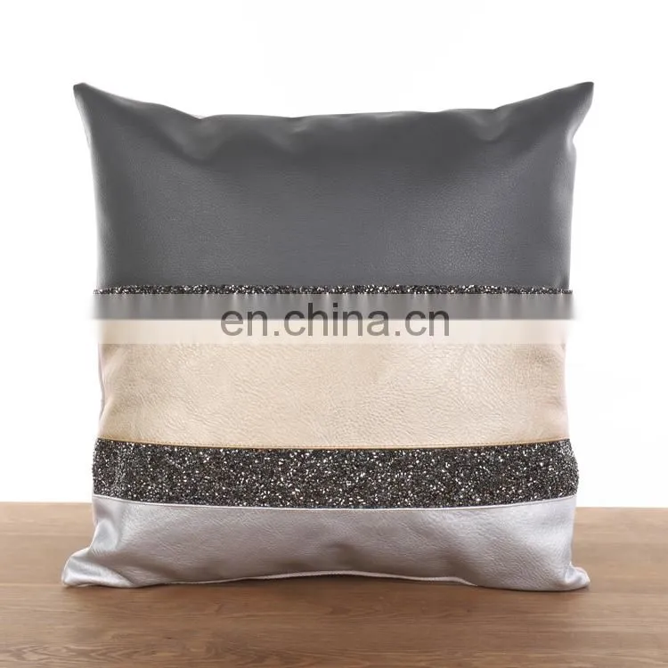 Luxury faux leather PU bling decorative pillow cushion