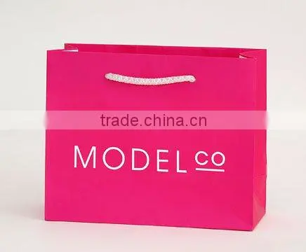 Shopping paper bag printing logo with flat twill handle