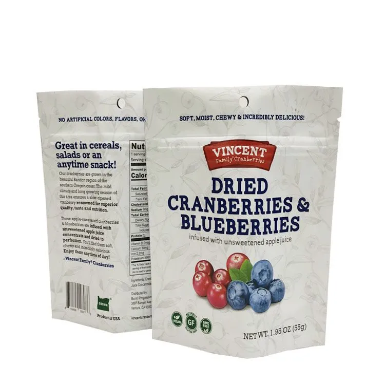 Resealable white matt pouch packaging gummies mylar candy bags