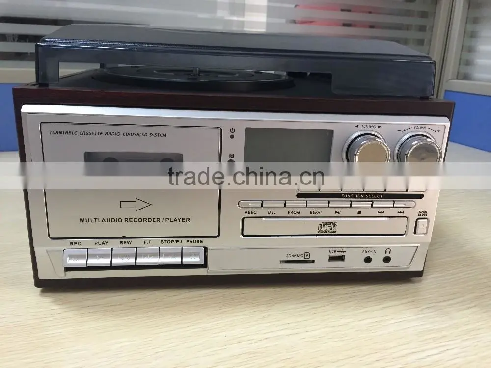 Hifi recordable turntable player with antique and radio and cassette encoding
