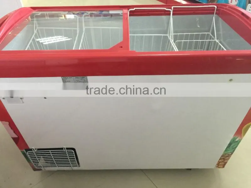 328L sliding glass door chest freezer for ice cream