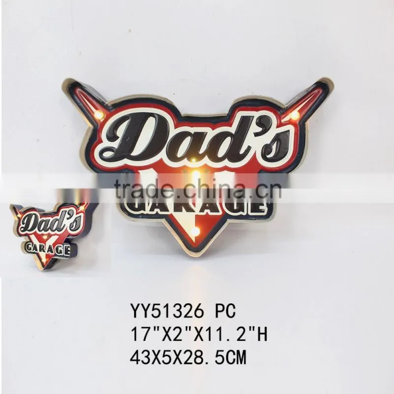 Car club vintage embossed LED tin sign for wall decor, factory metal wall plaque