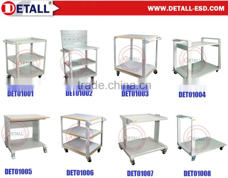 Multifunctional ESD modular trolley with shelf and perforated tool panels