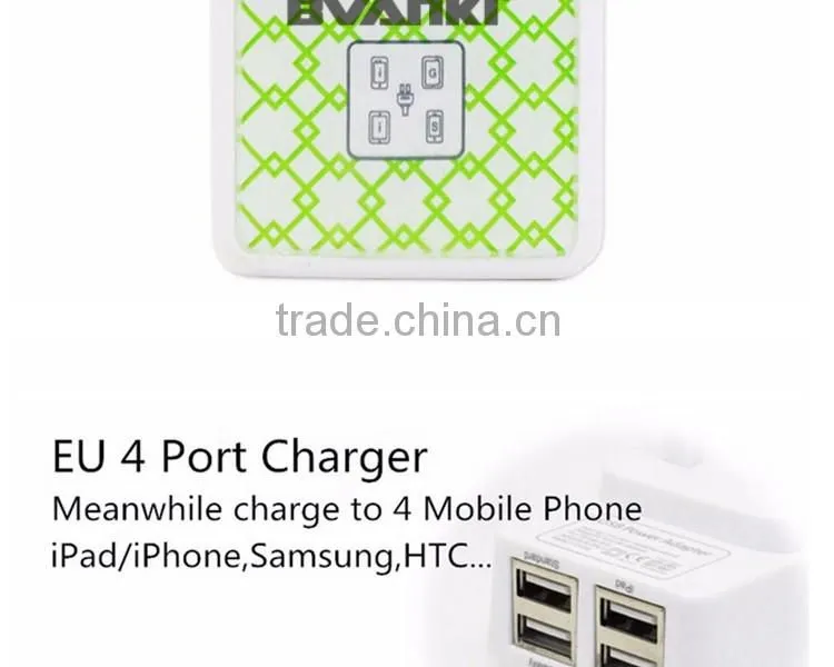 2016 Lastest Design High Speed Wholesale US EU UK AU Plug 4.5 A led flashlight usb 4 port Universal Portable USB Charger