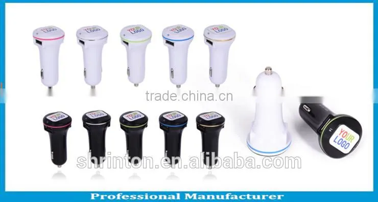 Custom Logo USB Car Charger with led light 5V 3.1A