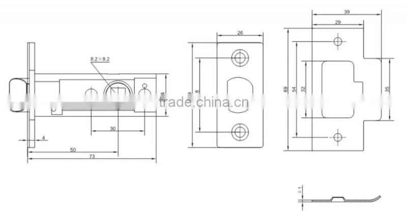 Hotel Dedroom Mortise Door Lock Latch