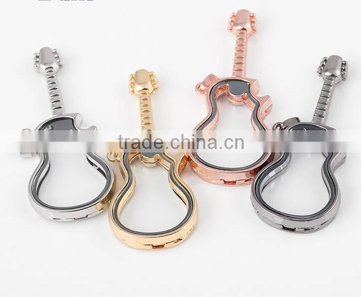 new products silver jewelry Guitar photo locket& floating locket&costume jewelry locket