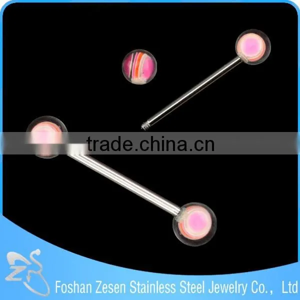 Epoxy Resin Balls Internally Threaded Tongue Rings Body Jewelry Wholesale