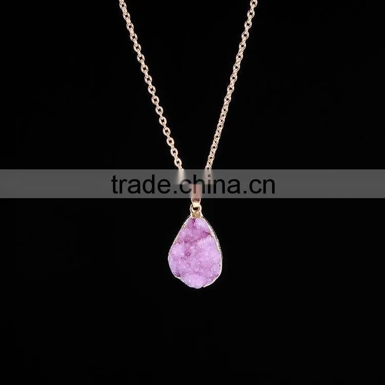 Latest Design Druzy Necklace Drusy Pendant Charm Necklace Agate Connector Pendant Necklace Gold Jewelry SMJ0123