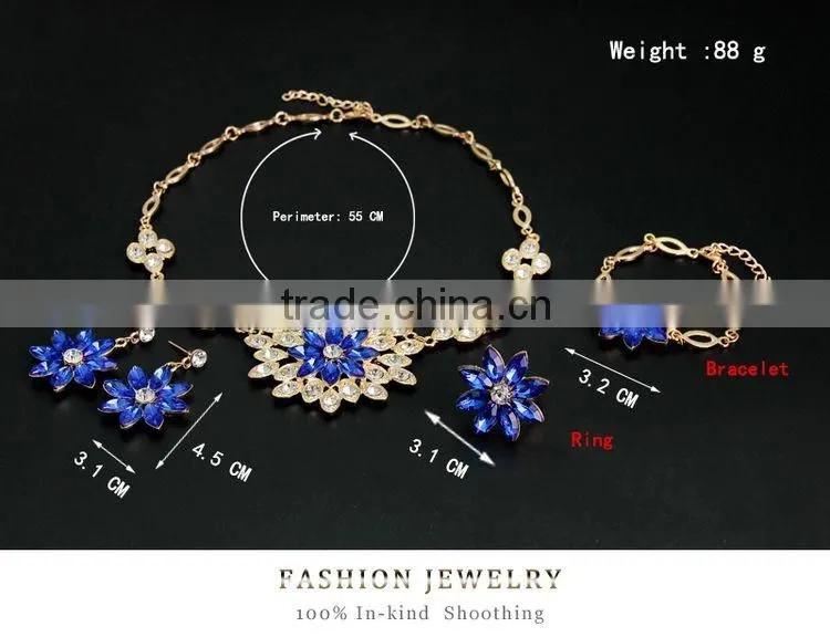 Women Bridal Wedding Jewelry Sets Charm Crystal Flower Pendant Jewelry Sets Shininy Bijoux Femme 2016