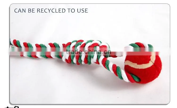Eco-friendly cotton rope toy with red ball dog chew toy