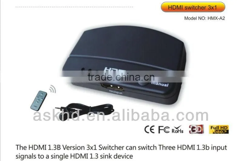 Automatic 3-Port HDMI Video Switch with remote control