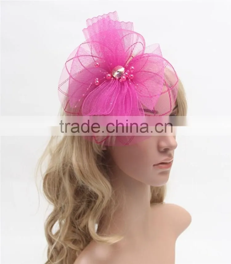 DSFC0001 Vintage Wedding Holiday Fascinator Cocktail Hat For Women French Veiling Hair Headband Lady Party Accessory