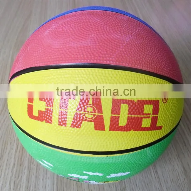 colorful size 3 rubber basketball for kids