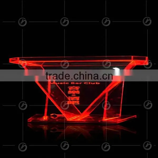 YZ-0076 clear acrylic podium night bar table with LED light, night bar DJ facade