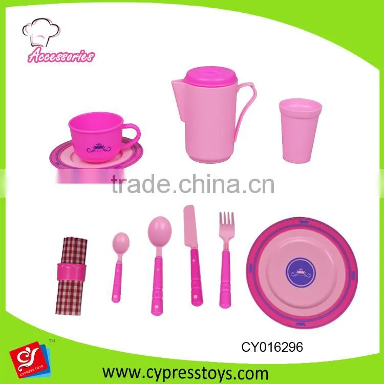 2016New Plastic tea set toy with fancy music and light for girl