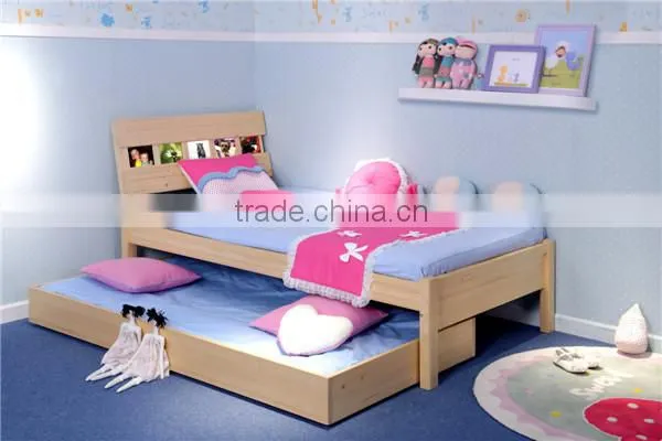 Kids bed with trundle bed,Kids solid wooden single bed frame,folding single bed#WY-SC006S