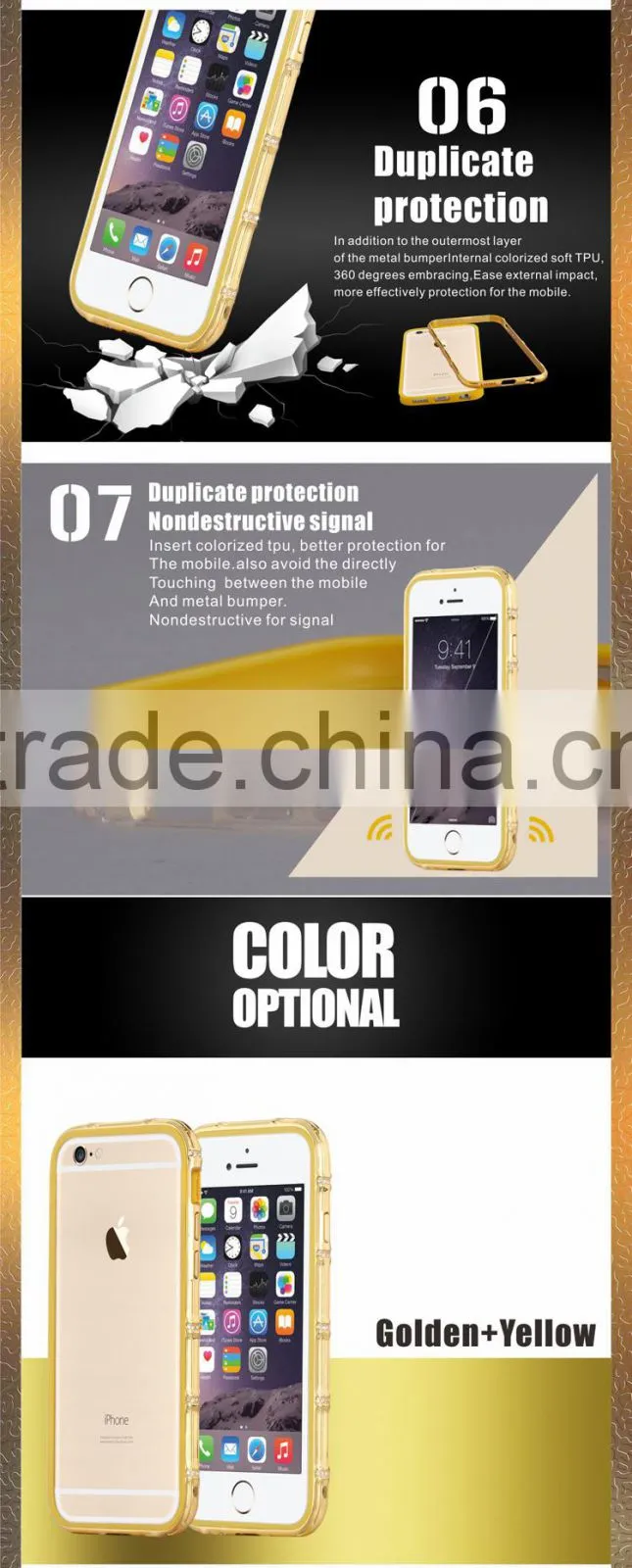 Factory Wholesale Metal Phone Case with TPU for iPhone 6 Plus