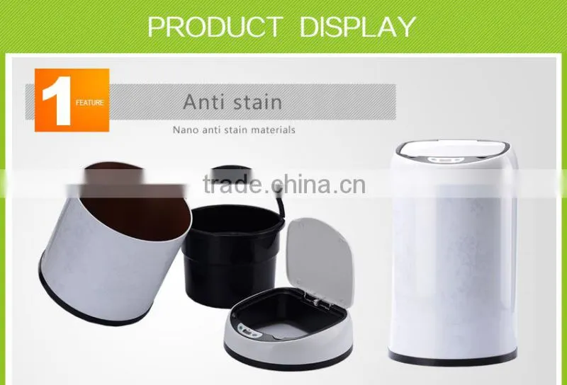 12L abs waste bins, easy to set up plastic indoor trash cans