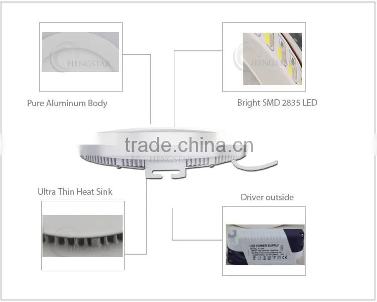 High lumen dimmable 3w 6w 9w 12w 15w 18w square led panel light