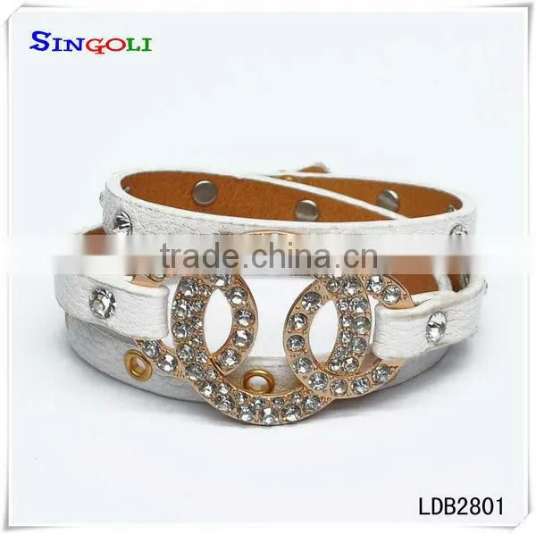 Crown bracelet rhinestone leather bracelet LDB2769