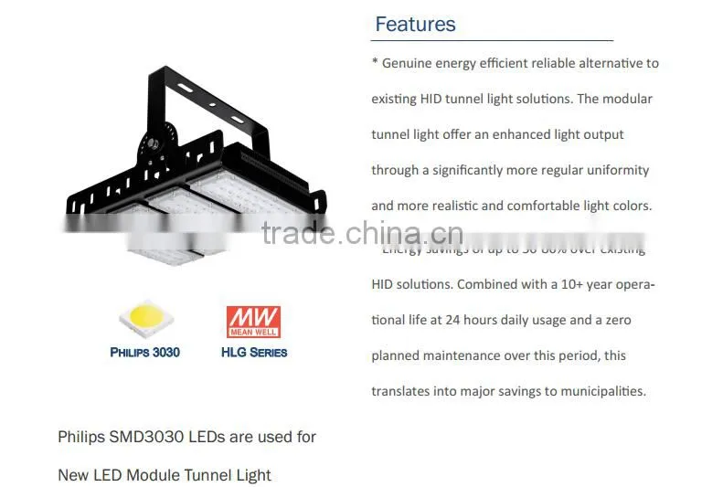 2016Latest50W 100W 150W 200W 300W creativity module fins design led tunnel lighting for 5 years warranty