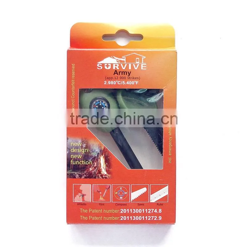 Top Hot Selling with Compass Whistle Function Magnesium Fire Starter Survival Sets