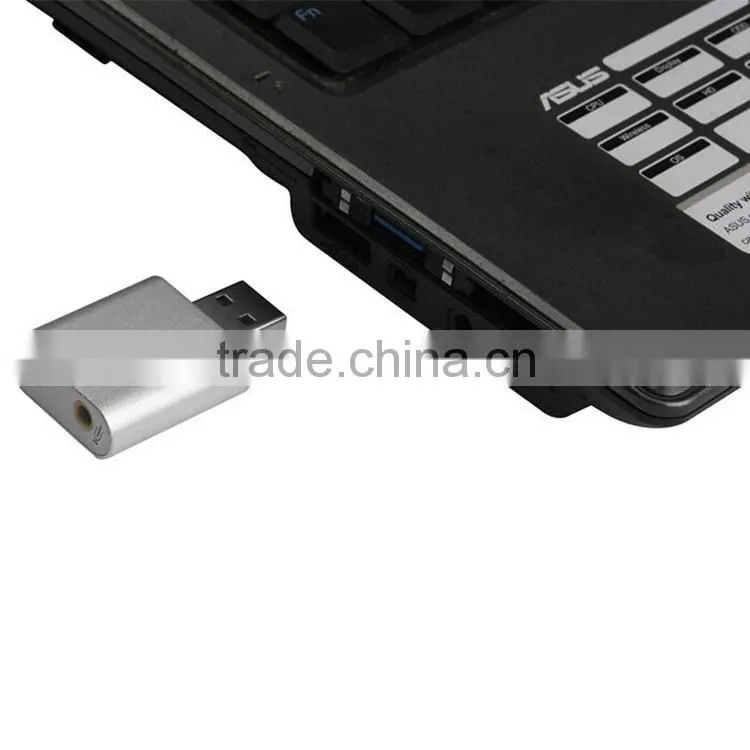 USB to 3.5mm Jack Audio Adapter, USB External Stereo 7.1 Channel Sound Card Adapter w/ 3.5mm Aux Out, Plug and Play for XP/Vista