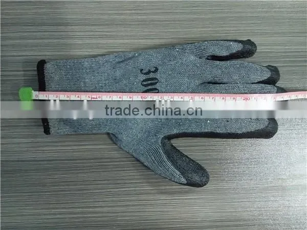 10 gauge cut resistant black latex coated cotton gloves with wrinkle