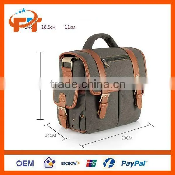 Fashion canvas pu leather dslr camera bag