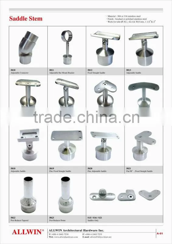 Adjustable Flat Saddle Round tube Handrail Bracket