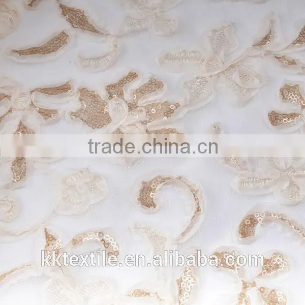 New design high quanlity sequin and chiffon embroidery/3d lace fabric for garments