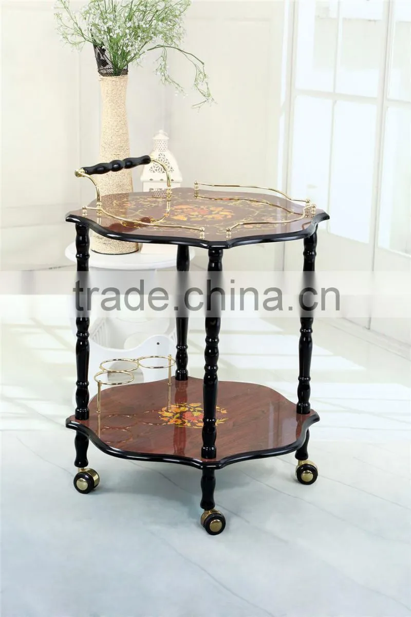 Wholesale wooden dining room trolley/serving trolley/cleaning trolley