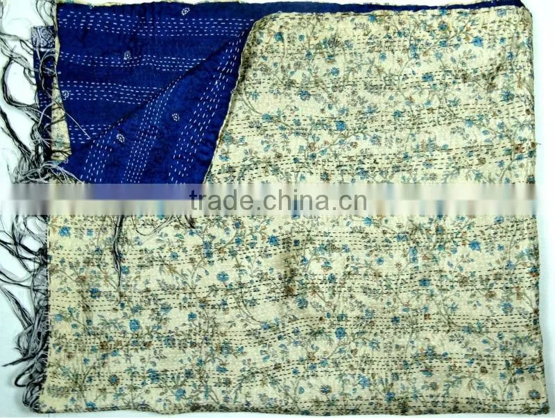 Handmade Silk Kantha Reversible Silk Stoles